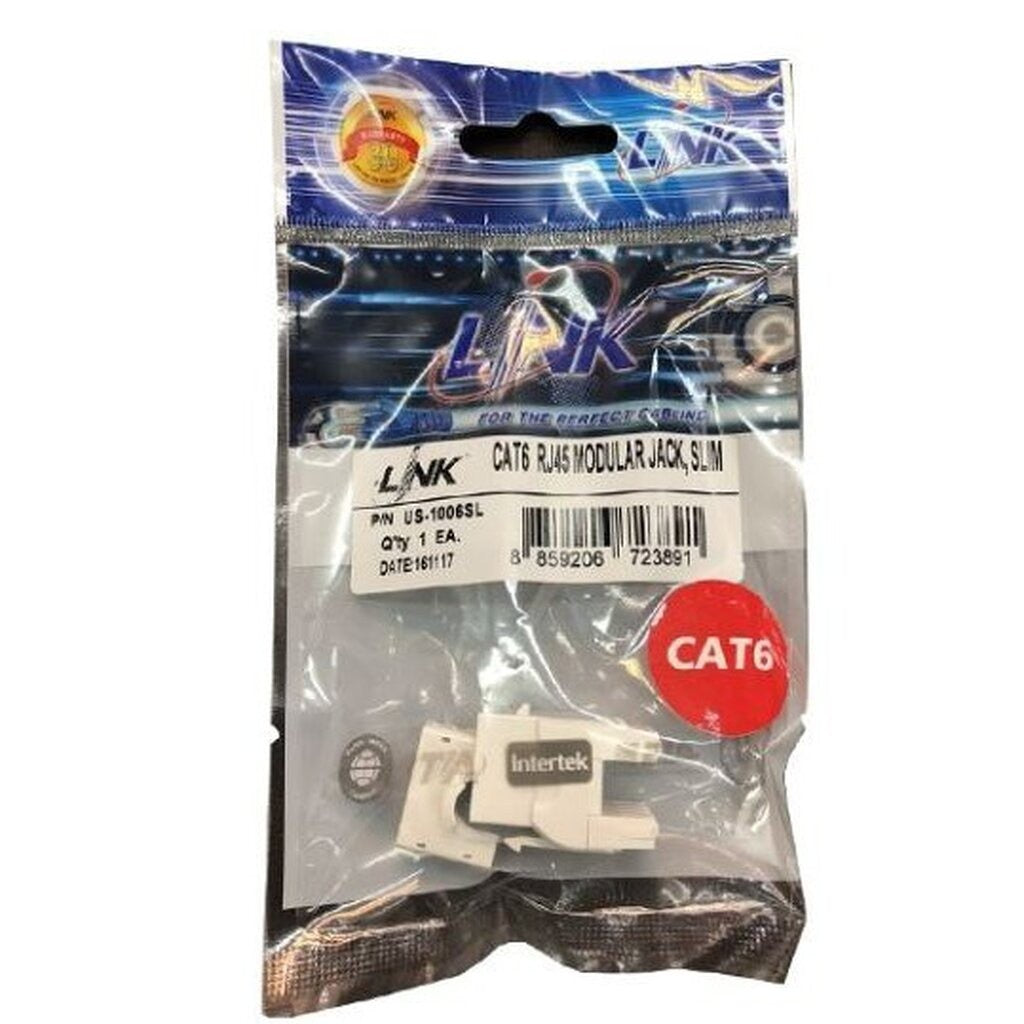 LINK US-1006SL CAT6 RJ45 SIIM WHITE JACK COLOR CHAHGEABLE ตัวเมีย
