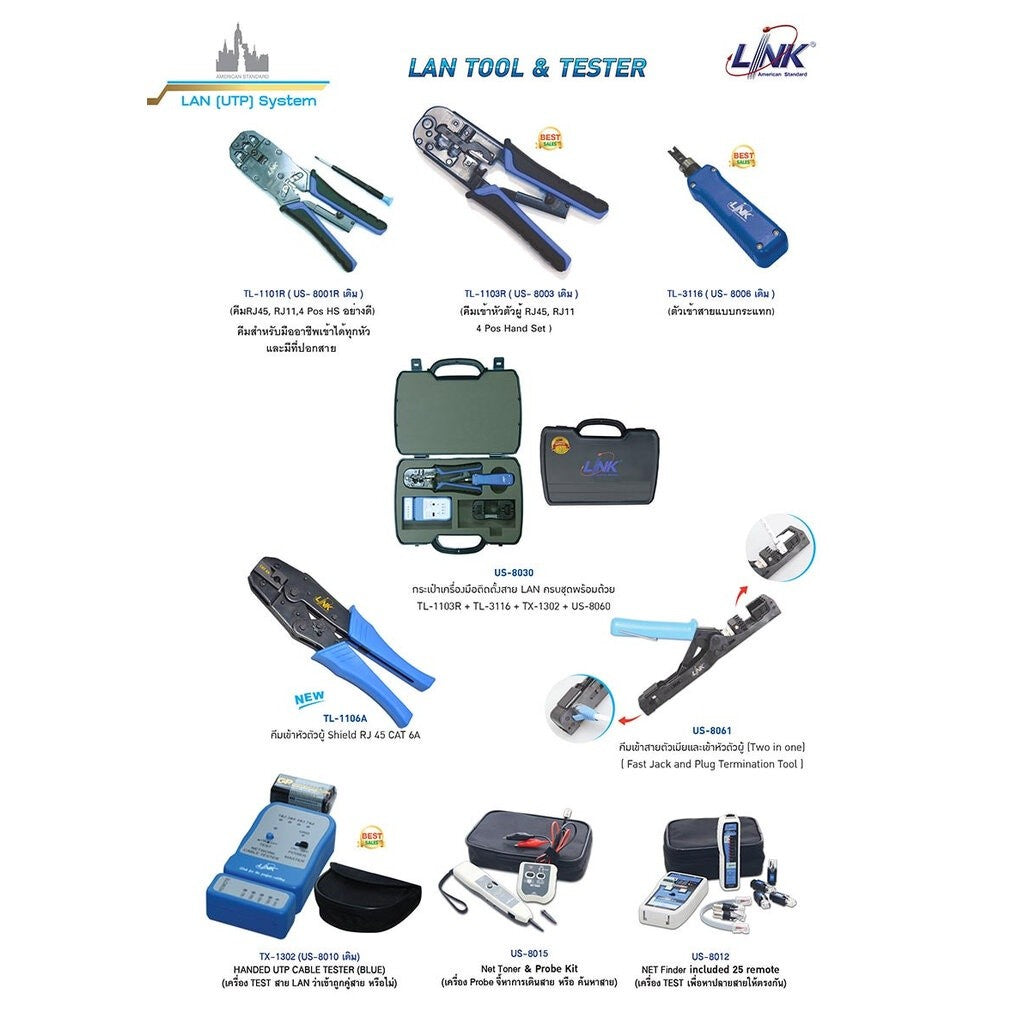 LINK TL-3116 ORIGINAL IMPACT TOOL WITH BLADE อุปกรณ์เข้าหัวสาย LAN ตัวเมีย