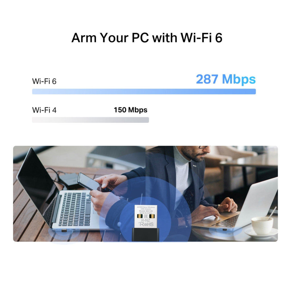 MERCUSYS MA14N USB อะแดปเตอร์ไวเลสนาโนไร้สาย AX300