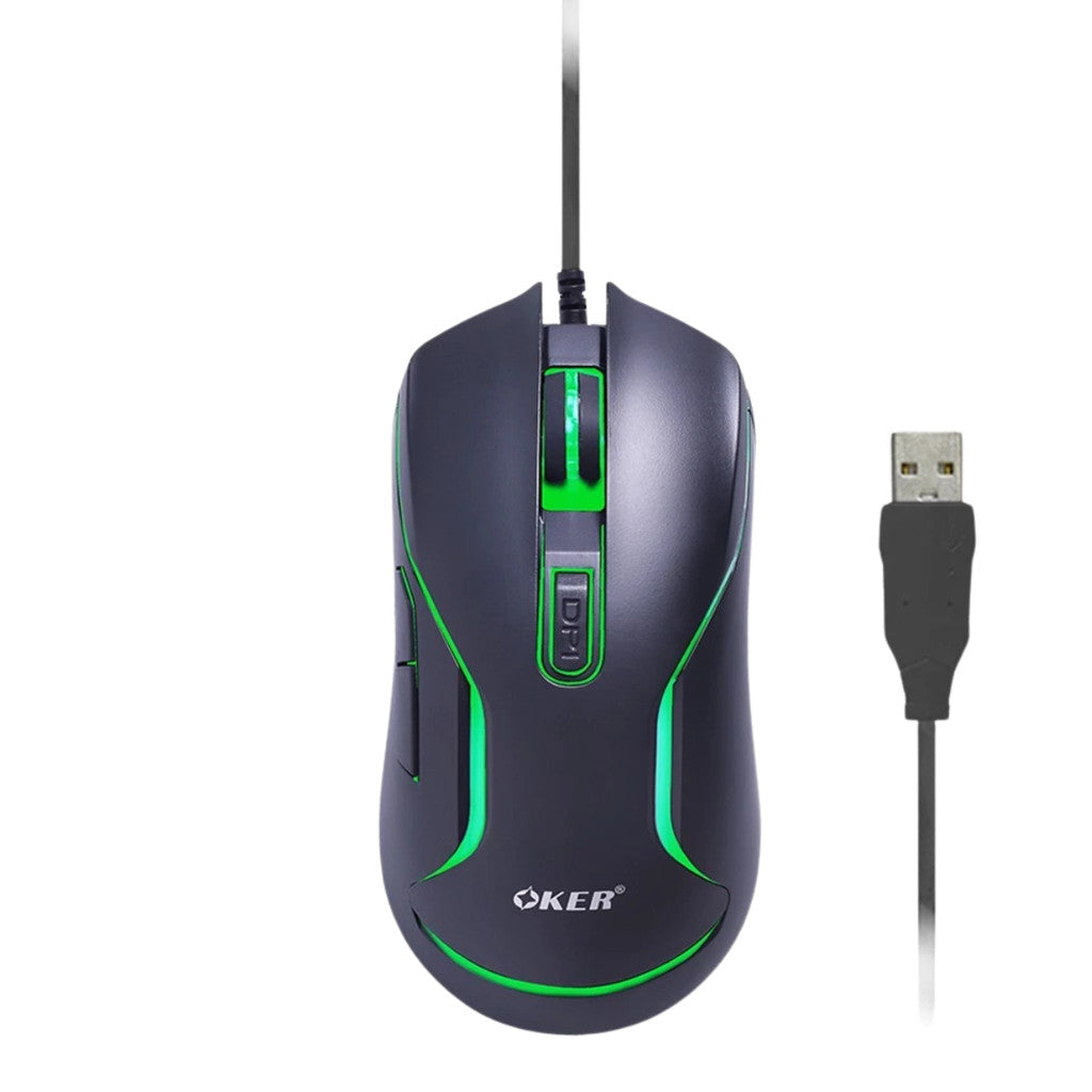 OKER X25 6D WIRED LED GAMING MOUSE เมาส์ 6 ปุ่ม แสงไฟ LED 7 สี ปรับความเร็วได้ 4 ระดับ สูงสุด 3,600 DPI