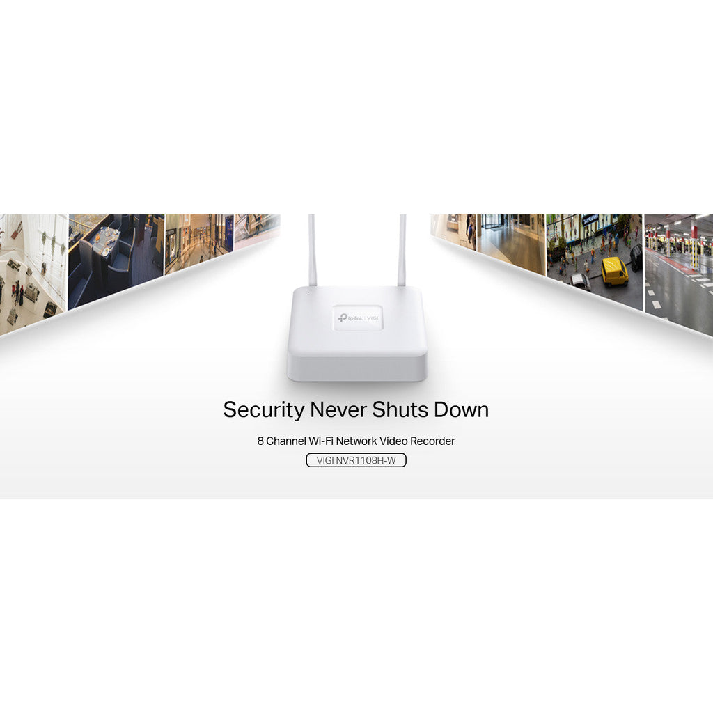 TP-LINK VIGI NVR1108H-W 8 Channel WiFi NVR เครื่องบันทึกวิดีโอเครือข่ายไร้สาย / แบบมีสายความปลอดภัยกล้องวงจรปิด