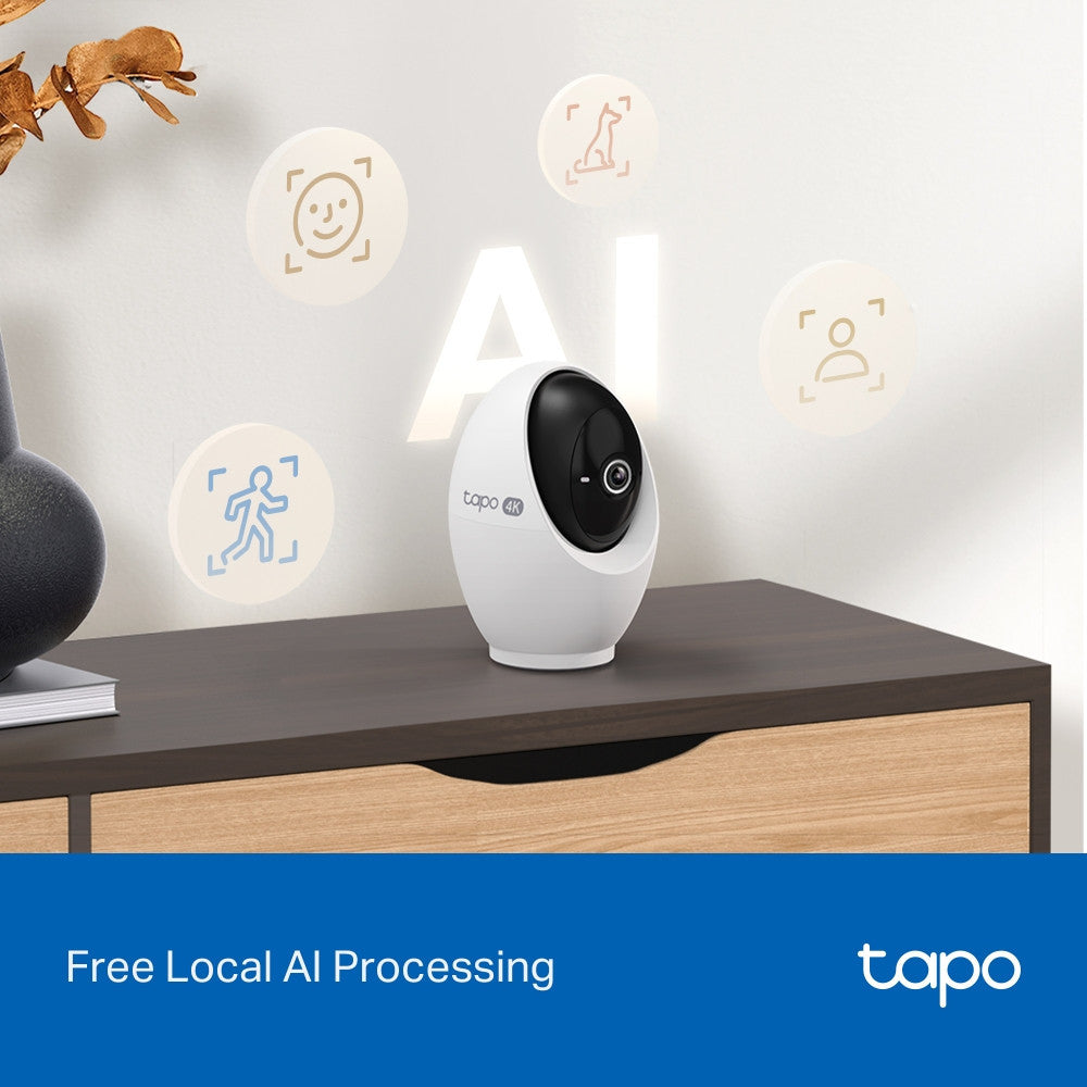 TP-LINK Tapo C260 Pan/Tilt AI Home Security Wi-Fi Camera มุมภาพแนวนอน 360° ในความละเอียด 4K 8MP