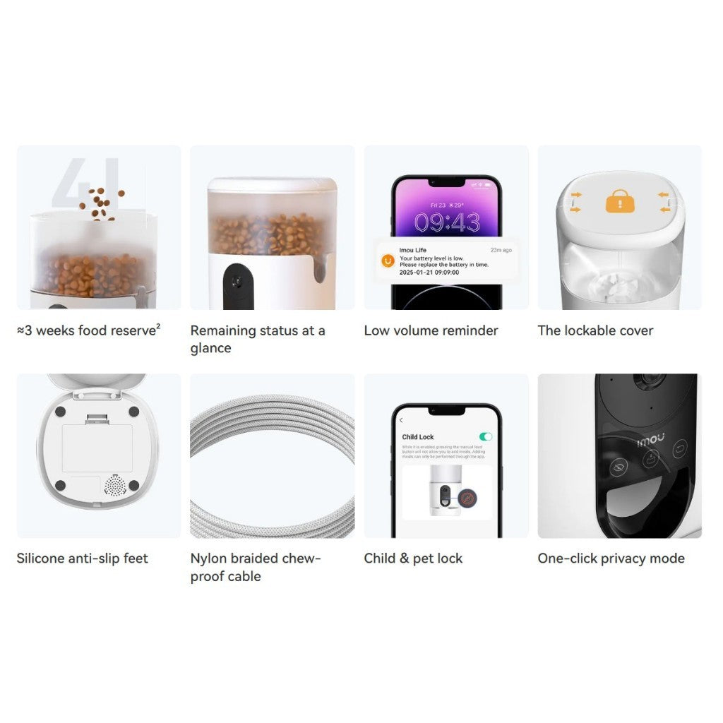 IMOU Smart Pet Feeder PF1 เครื่องให้อาหารสัตว์เลี้ยง มุมมองแบบพาโนรามา 360° | ระบบจ่ายอัจฉริยะ