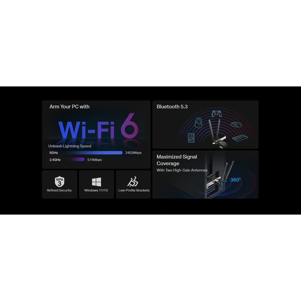 TP-LINK ARCHER TX55E AX3000 WI-FI 6 BLUETOOTH 5.3 PCIE ADAPTER รับประกันศูนย์ไทย