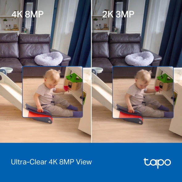 TP-LINK Tapo C260 Pan/Tilt AI Home Security Wi-Fi Camera มุมภาพแนวนอน 360° ในความละเอียด 4K 8MP