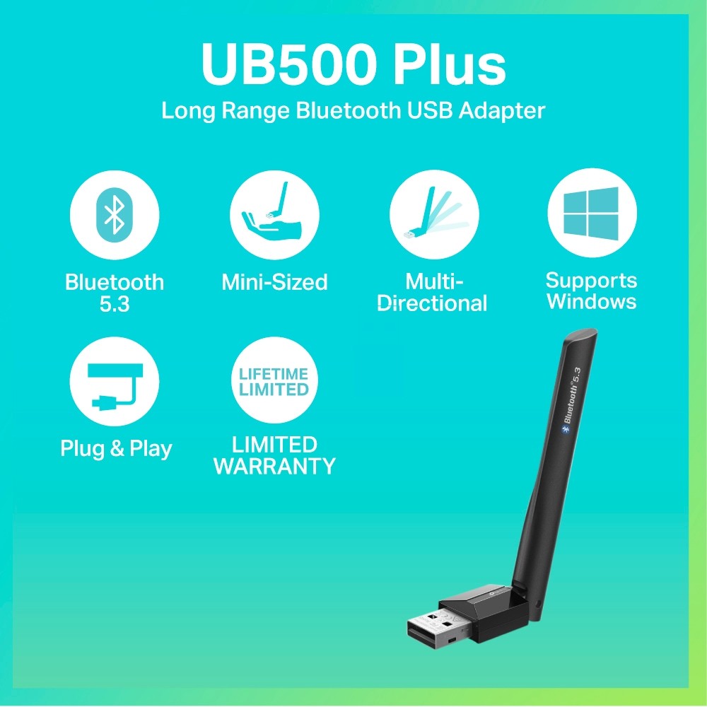 TP-LINK UB500 PLUS ยูเอสบีอแดปเตอร์ บลูทูธ 5.3 BLUETOOTH USB ADAPTER รับประกันตลอดอายุการใช้งาน