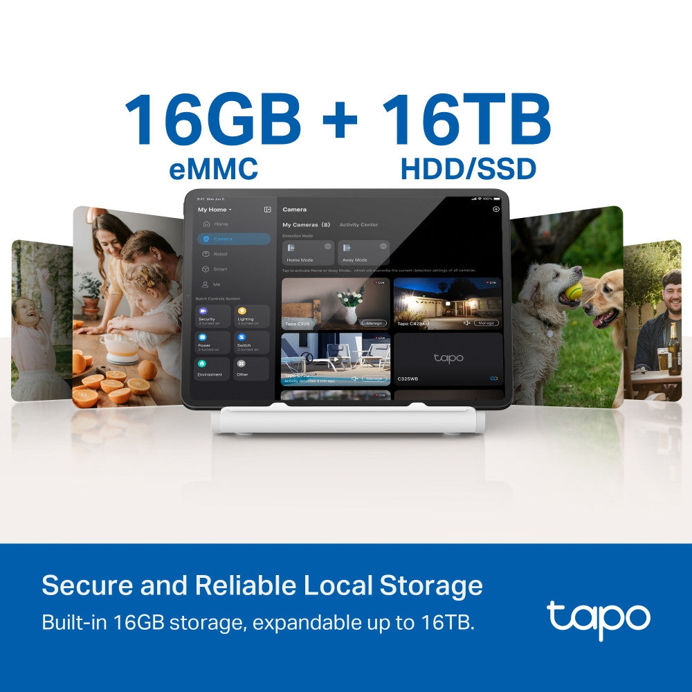 TP-LINK Tapo H500 Smart HomeBase Tapo Ecosystem Center สามารถเชื่อมต่อกล้อง Tapo ได้สูงสุด 16 ตัวและเซ็นเซอร์ 64 ตัว