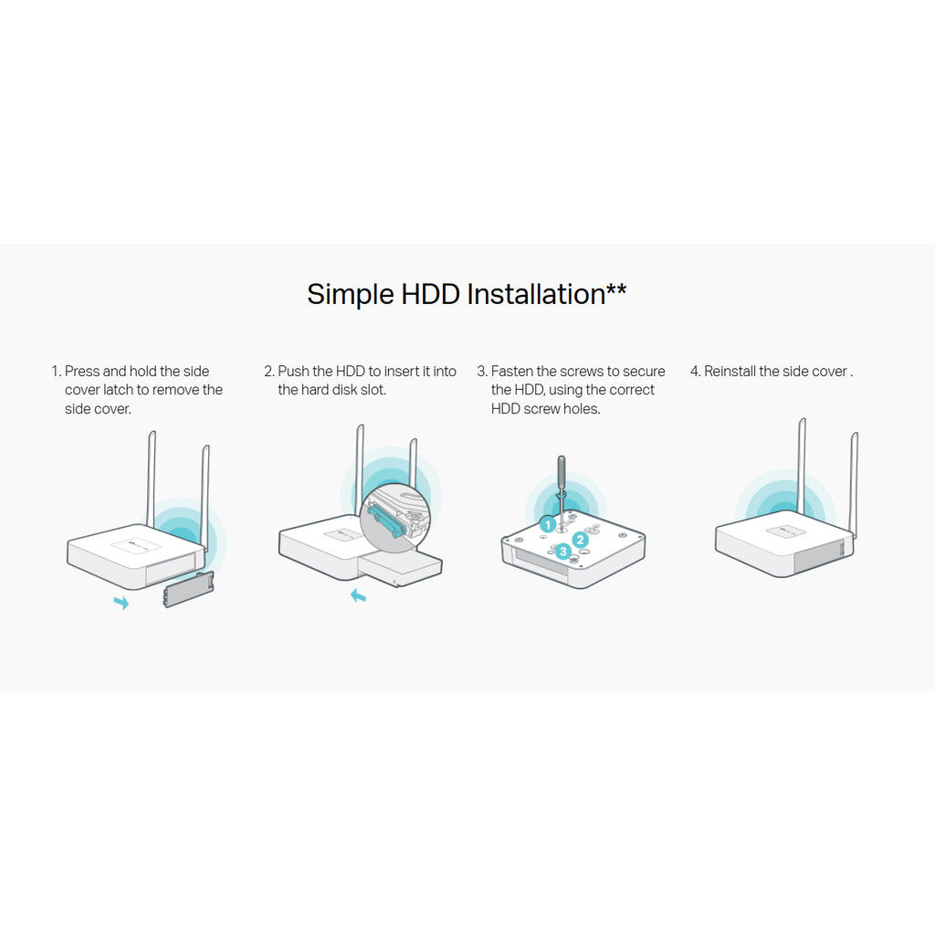 TP-LINK VIGI NVR1108H-W 8 Channel WiFi NVR เครื่องบันทึกวิดีโอเครือข่ายไร้สาย / แบบมีสายความปลอดภัยกล้องวงจรปิด