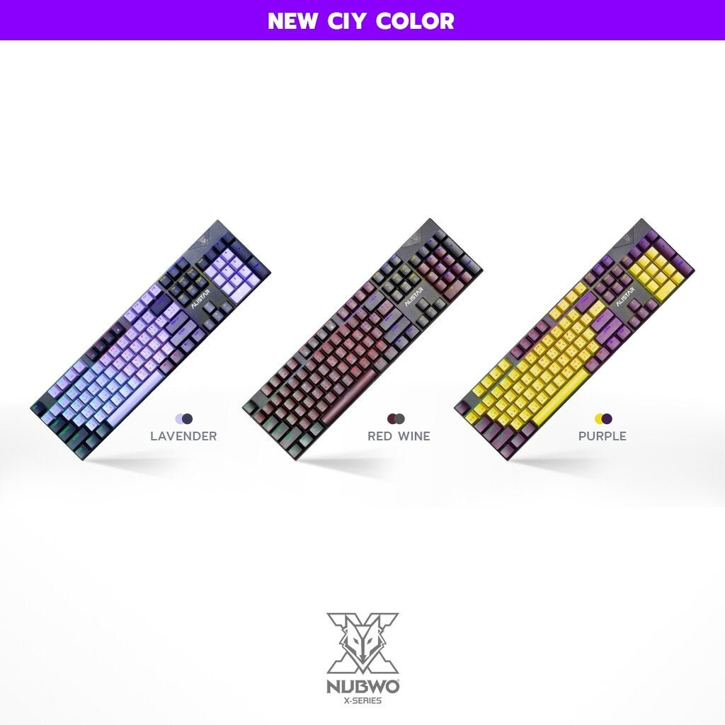 NUBWO X33 NEW EDITION CIY RED WINE RED MECHANICAL GAMING KEYBOARD พร้อมด้วยไฟ MINII RGB