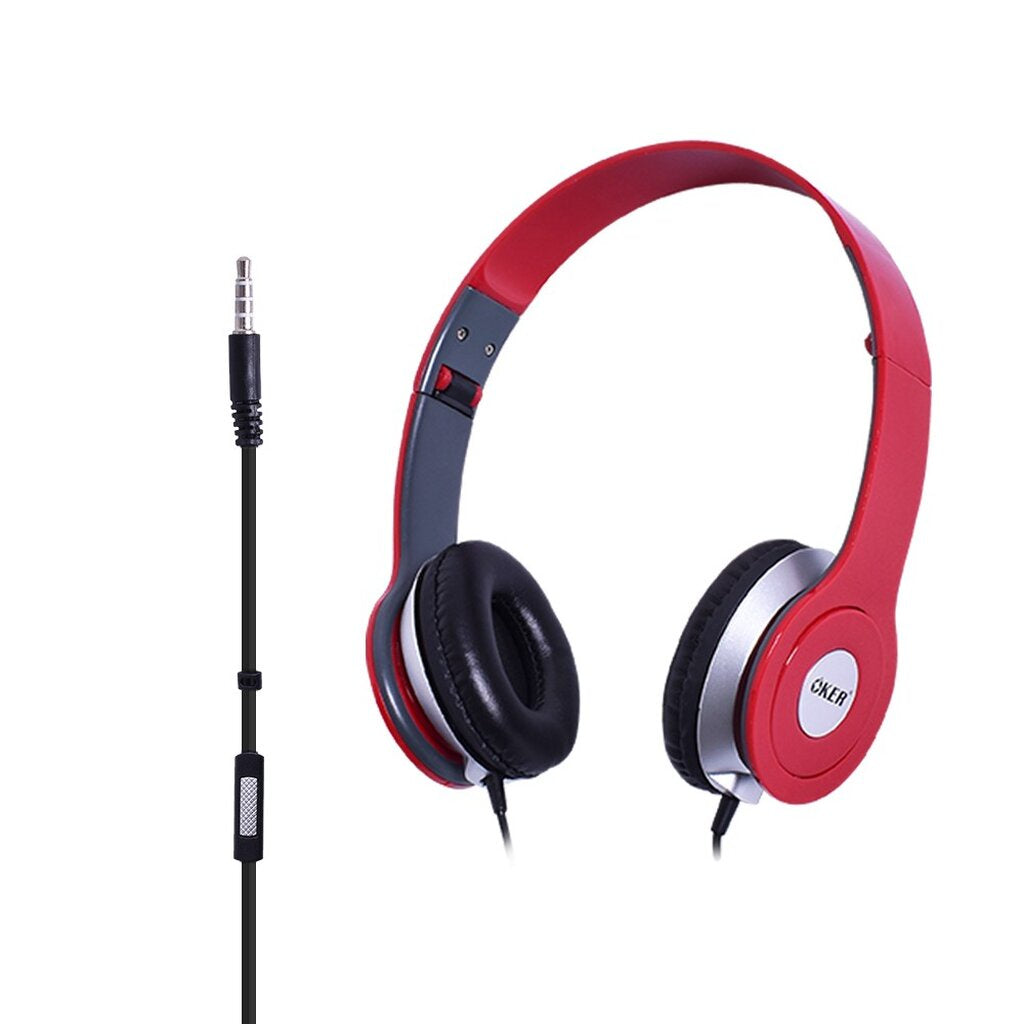 OKER SM-350 RED STEREO HEADPHONE HEADSET ชุดหูฟังสายเสียบ 3.5 มม