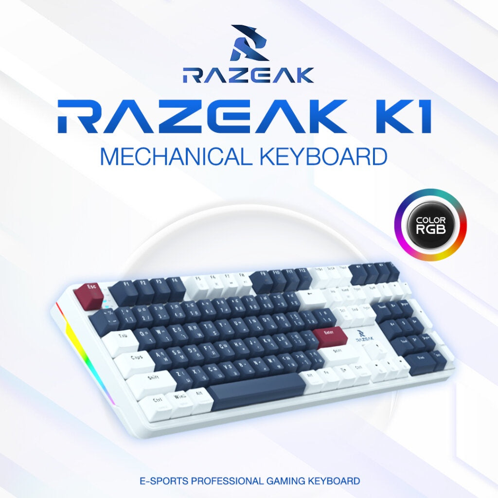 RAZEAK K1 WHITE RED SWITCH Mechanical keyboard Outemu switch