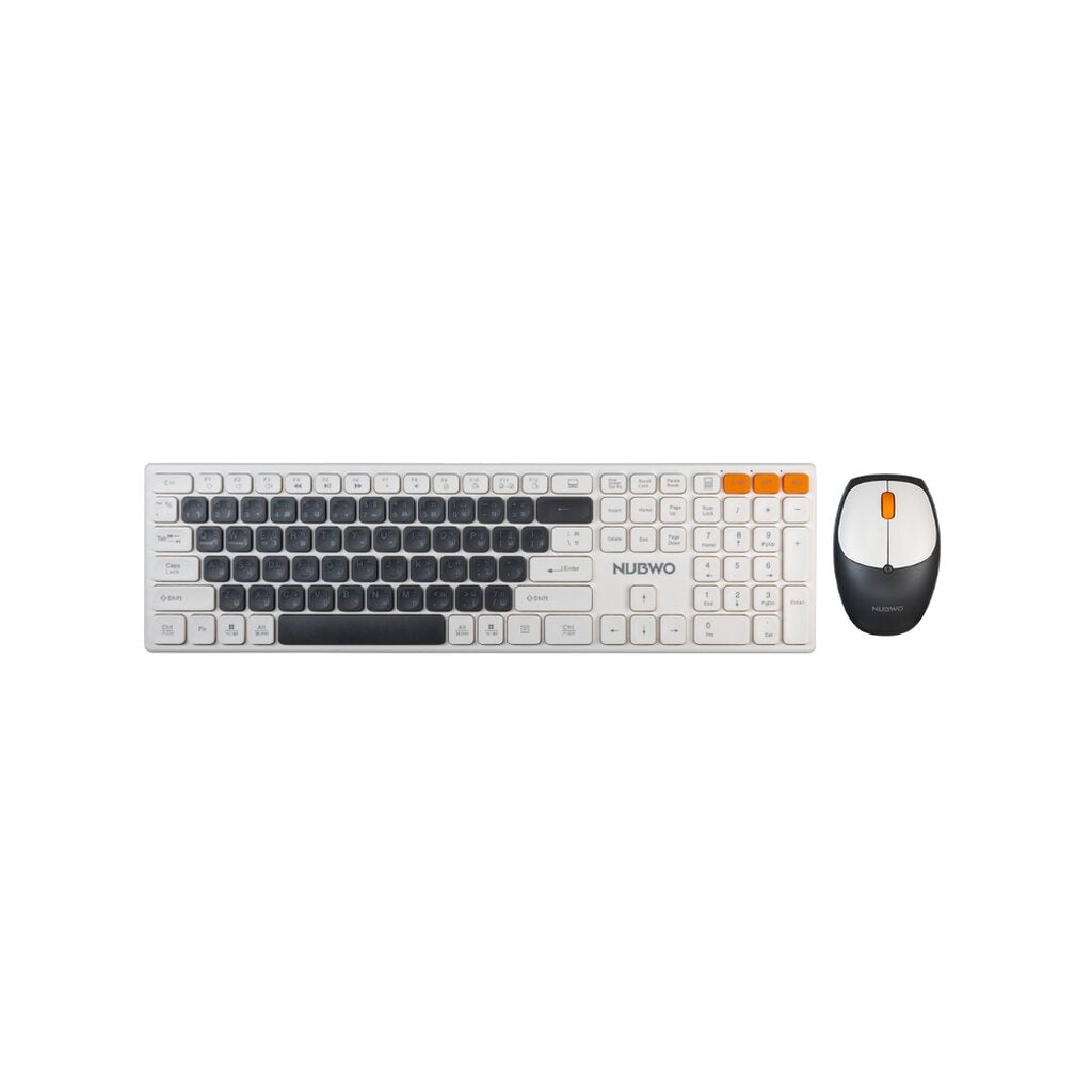 NUBWO NKM-631 WHITE คีย์บอร์ดและเมาส์ไร้สาย ใช้ได้ทั้งแบบไวร์เลสและ BLUETOOTH
