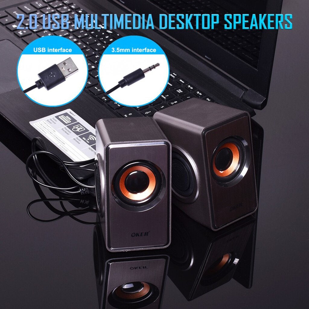OKER SP-528 BLACK ลำโพงมินิตั้งโต๊ะ 2.0USB MULTIMEDIA DESKTOP SPEAKERS รับประกัน 1ปี