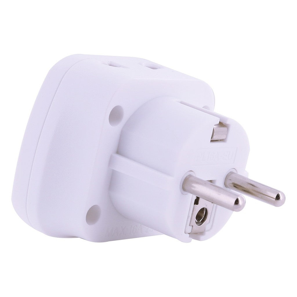 Toshino PL16A-EU ปลั๊กแปลงขากลม 2in1 เต้ารับนานาชาติ รองรับไฟ 3600 วัตต์ ใช้งานในยุโรป เกาหลี
