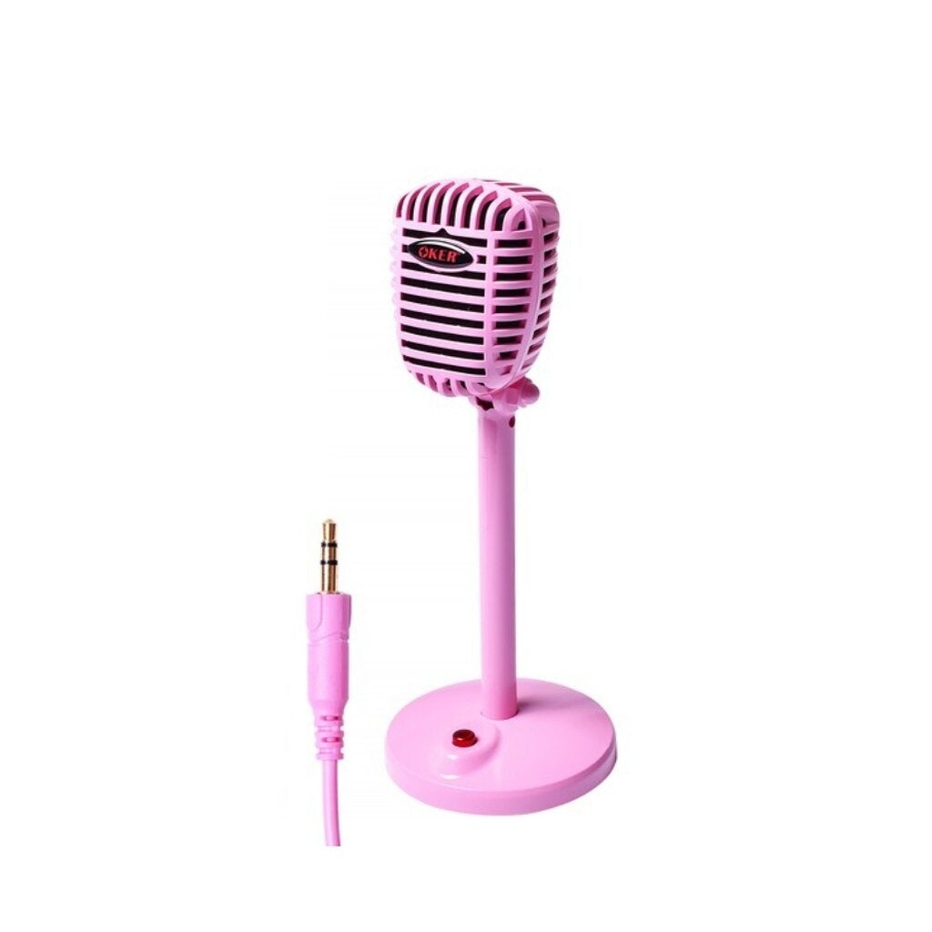 OKER Microphone ไมค์คอม รุ่น M813 PINK ไมโครโฟน คอมพิวเตอร์ ตั้งโต๊ะ รูปทรงคลาสสิก