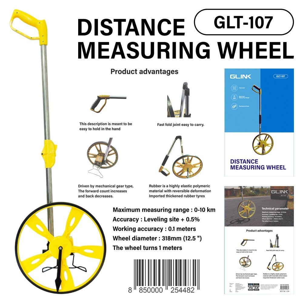 GLINK GLT-107 ล้อวัดระยะ 10 กม. แบบอนาล็อก พับได้ พกพาสะดวก เครื่องมือวัดระยะ