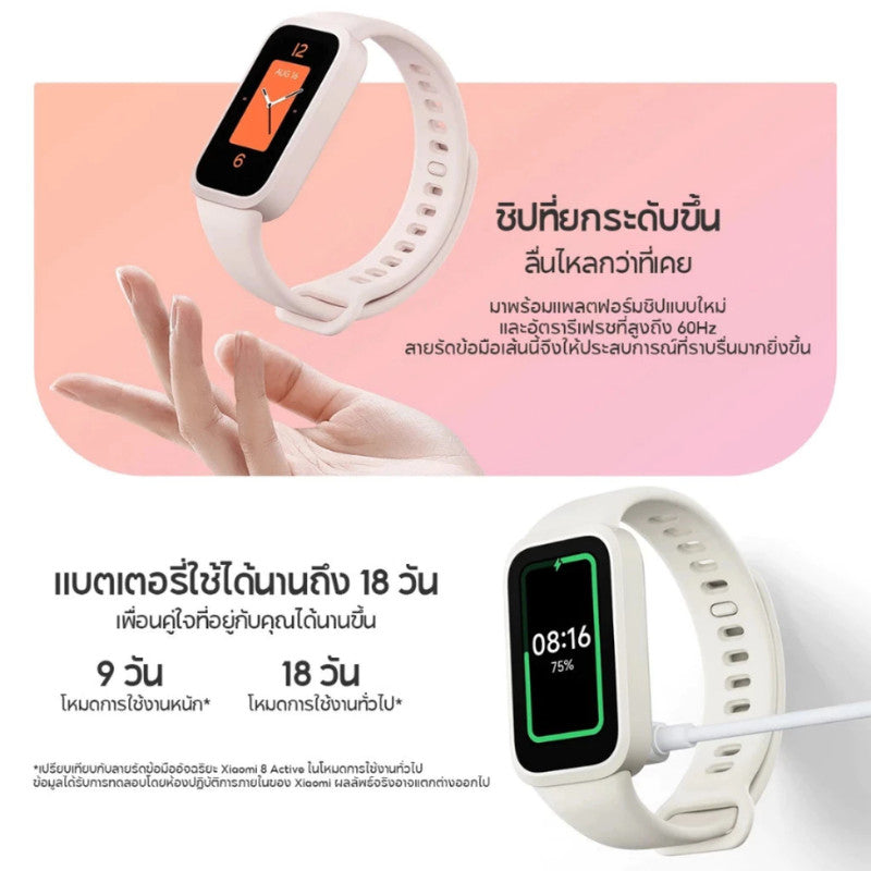 Xiaomi Band 9 Active นาฬิกาสมาร์ทวอทช์ ตรวจสุขภาพ โหมดออกกำลังกาย จอแสดงผล 1.47 นิ้ว 60Hz ประกันศูนย์ 1 ปี