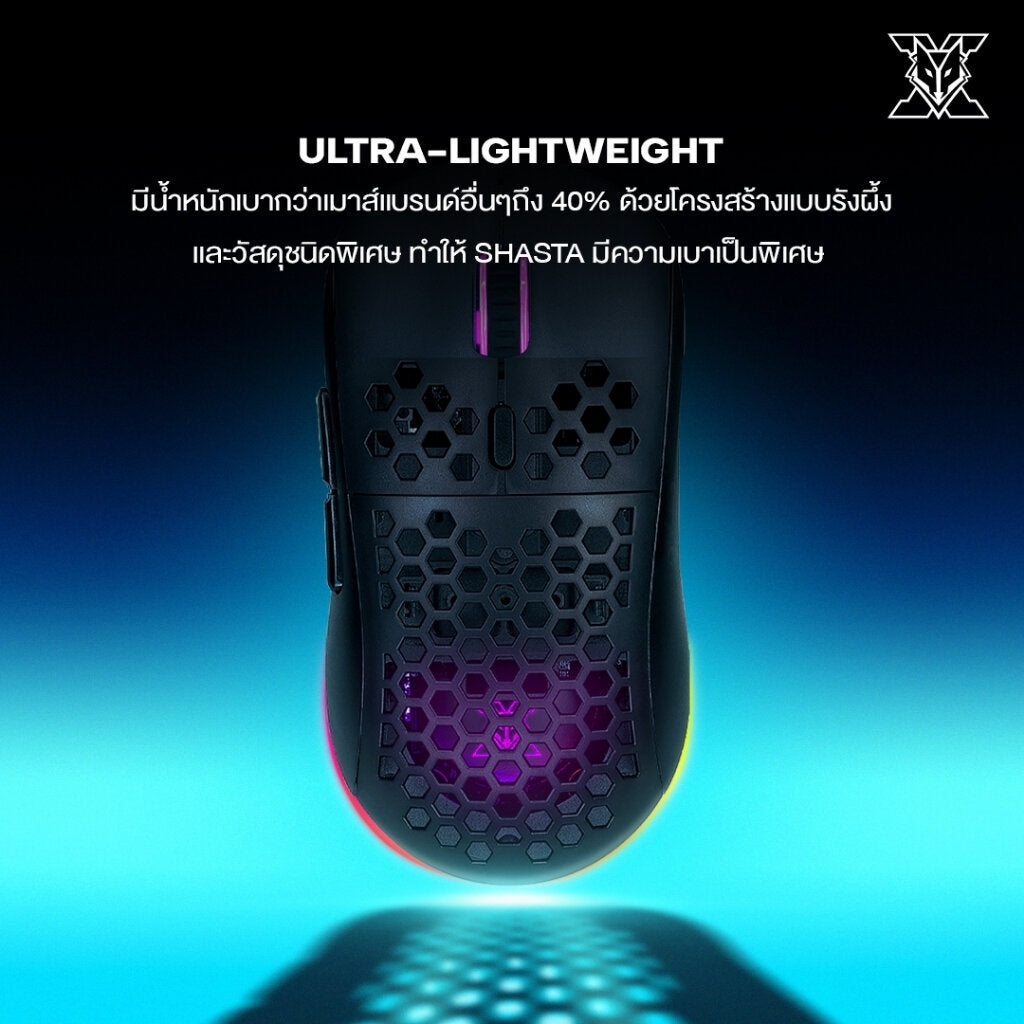 NUBWO X61 BLACK WIRELESS & WIRED MACRO MOUSE เปลี่ยนกรอบได้ มีไฟ RGB รับประกัน 2 ปี