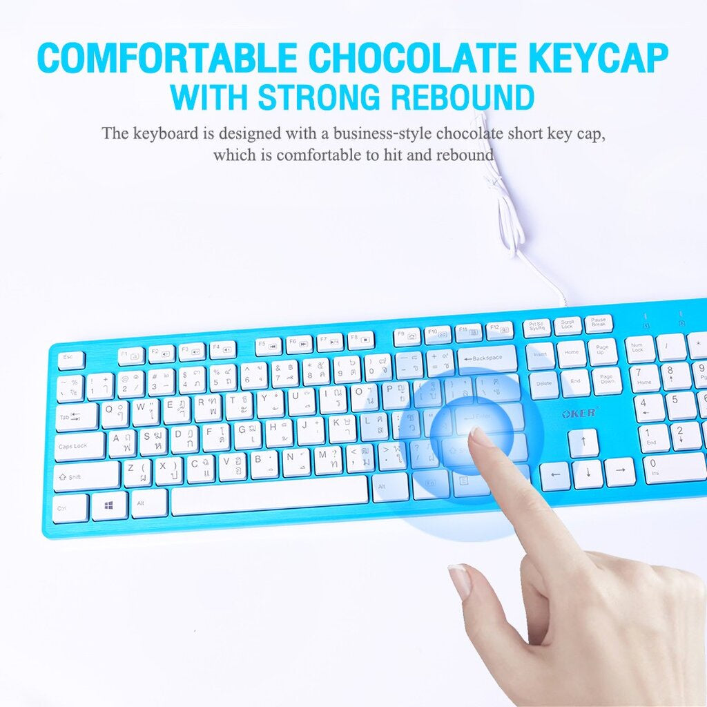 OKER KB-518 BLUE KEYBOARD USB WIRED MULTIMEDIA KEYBOARD