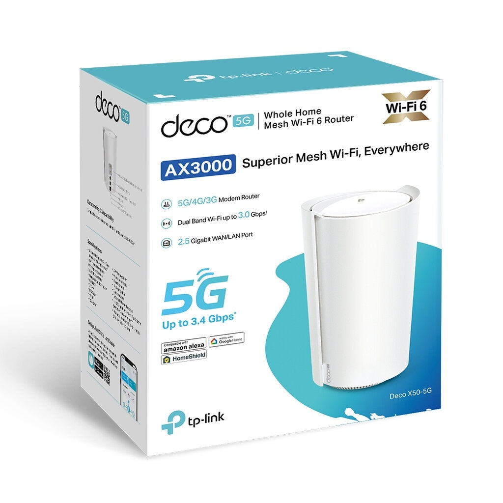 TP-LINK DECO X50-5G เราเตอร์ใส่ซิม 5G AX3000 WHOLE HOME MESH WI-FI6 GATEWAY