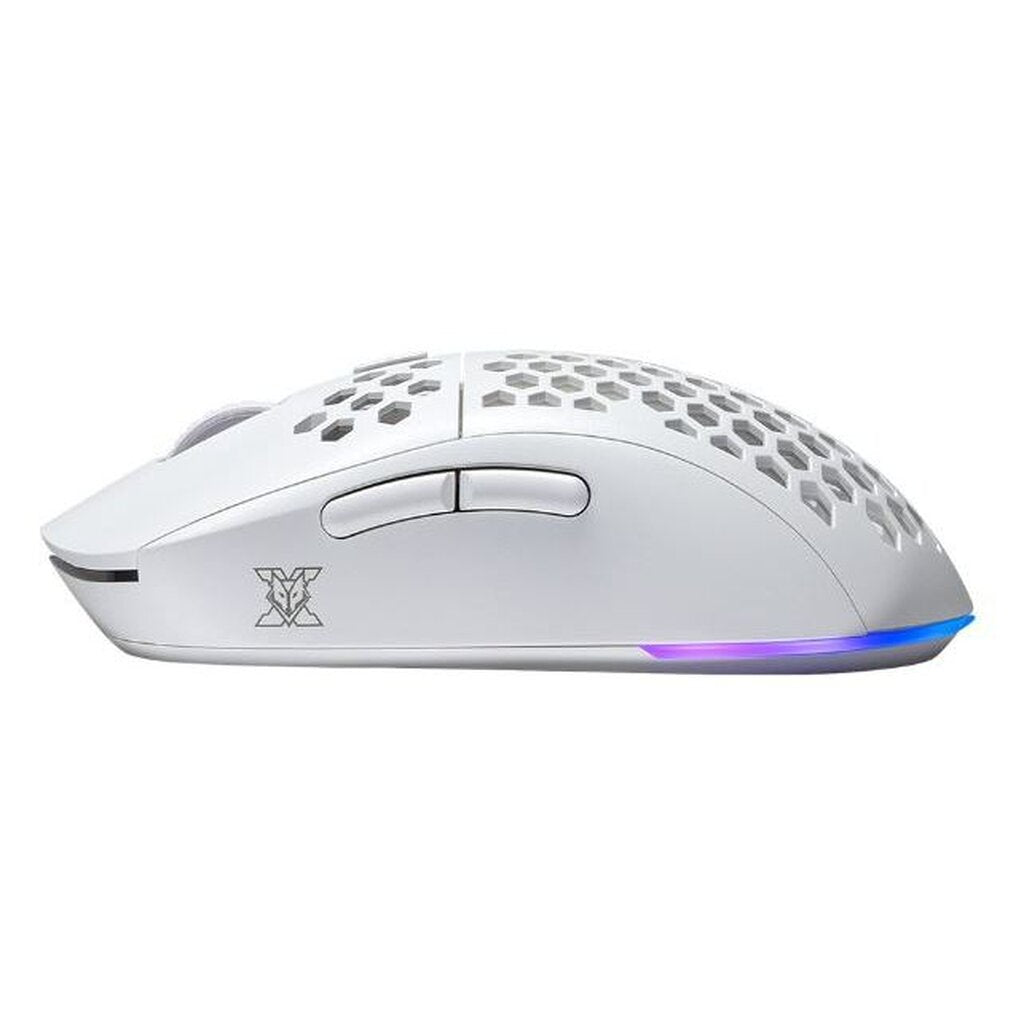 NUBWO X61 WHITE WIRELESS & WIRED MACRO MOUSE เปลี่ยนกรอบได้ มีไฟ RGB รับประกัน 2 ปี