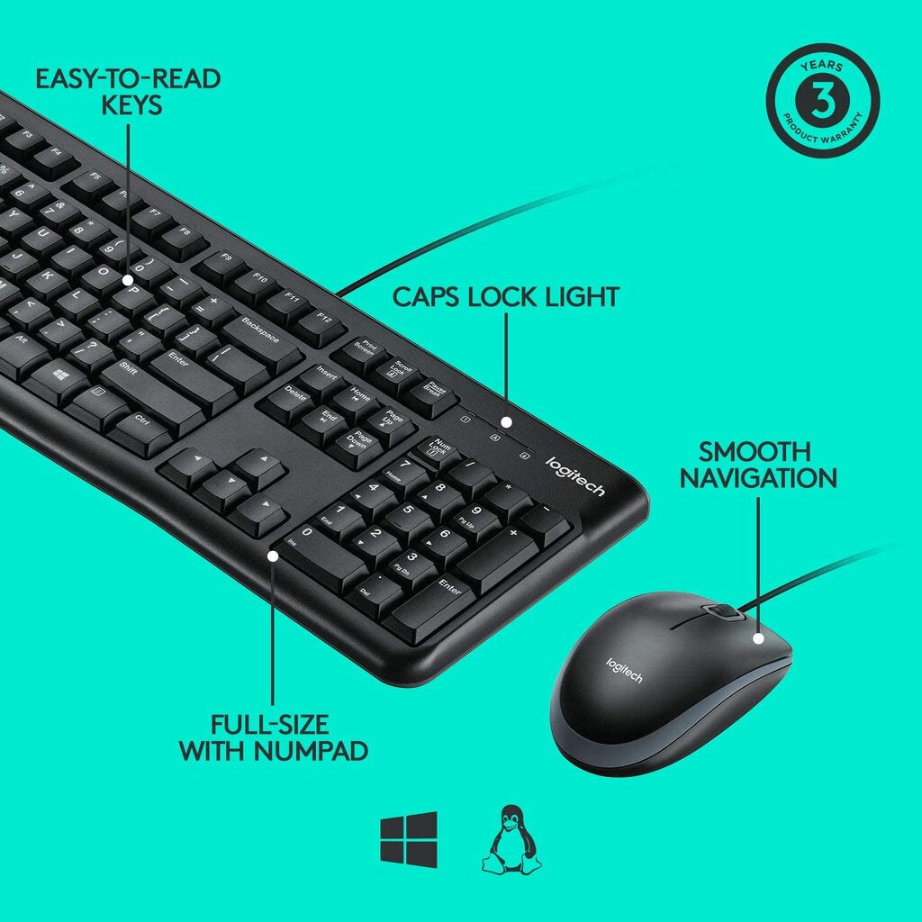 LOGITECH MK120 WIRED USB COMBO KEYBOARD MOUSE