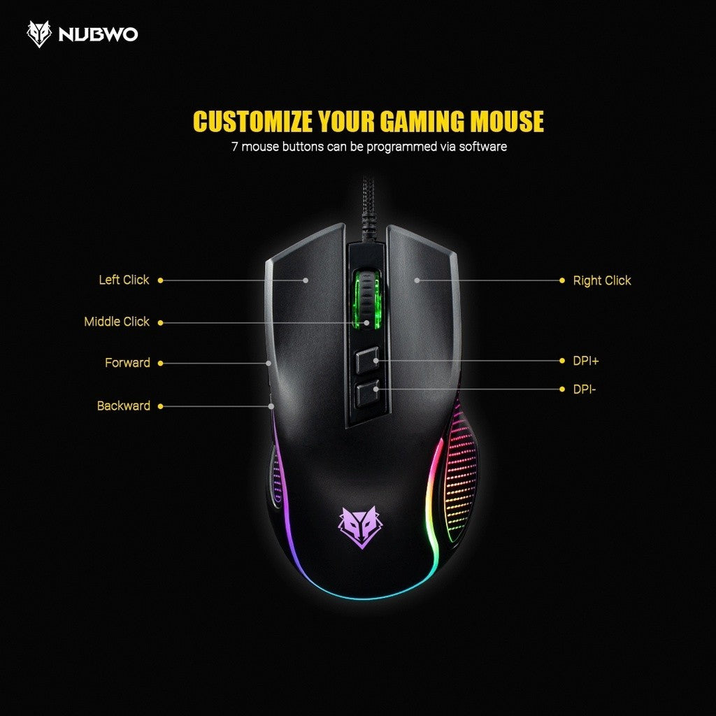 NUBWO NM-92M WIRED GAMING MOUSE RGB LIGHTING เมาส์เกมมิ่ง มีไฟ RGB