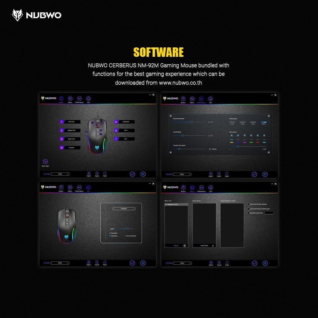 NUBWO NM-92M WIRED GAMING MOUSE RGB LIGHTING เมาส์เกมมิ่ง มีไฟ RGB