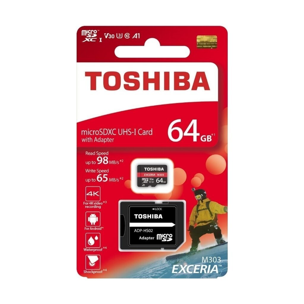 TOSHIBA M303 64GB EXCERIA MICROSDXC UHS-I U3 CARD 4K CLASS10
