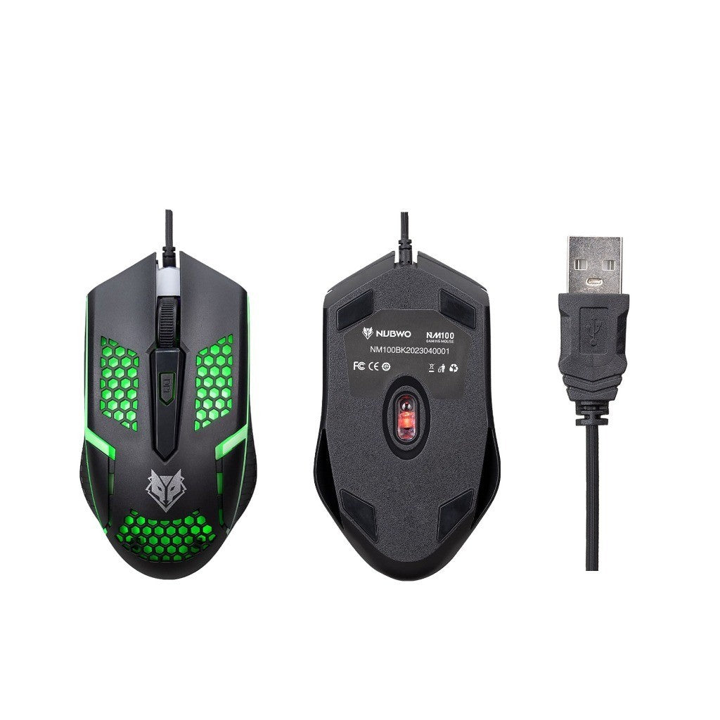 NUBWO NM100 WIRED GAMING OPTICAL MOUSE เมาส์เกมมิ่ง มีไฟ LED 1600 DPI