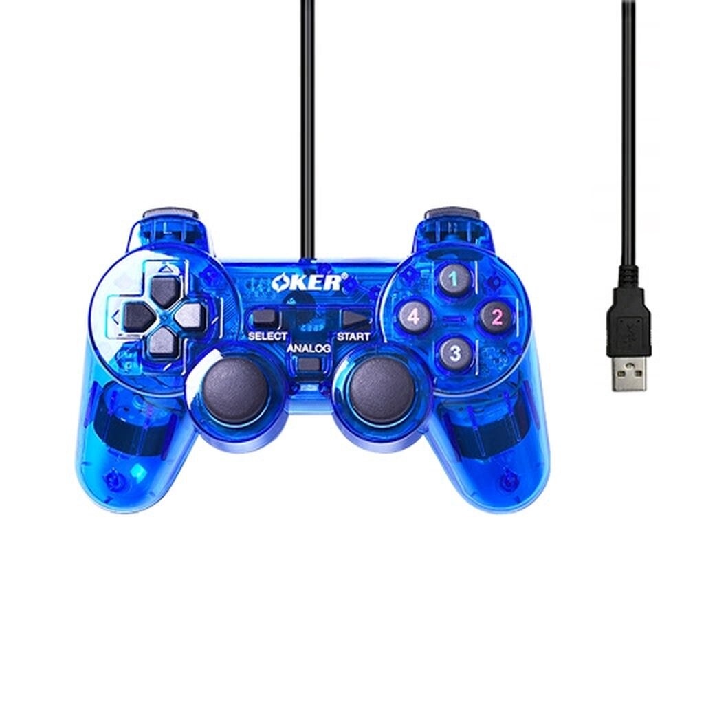 OKER U-706 BLUE JOYSTICK USB จอยเกมส์ PC เดี่ยวสั่น
