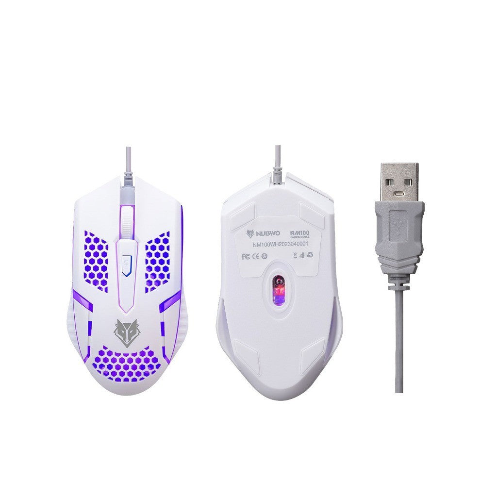 NUBWO NM100 WIRED GAMING OPTICAL MOUSE เมาส์เกมมิ่ง มีไฟ LED 1600 DPI