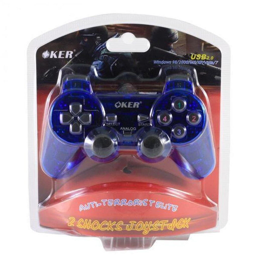 OKER U-706 BLUE JOYSTICK USB จอยเกมส์ PC เดี่ยวสั่น
