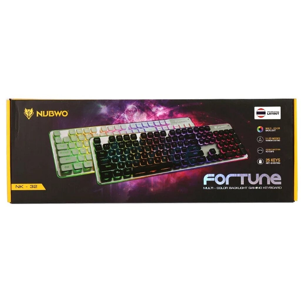 คีย์บอร์ดเกมมิ่ง รุ่น Fortune NK32 - Nubwo Silver/Black