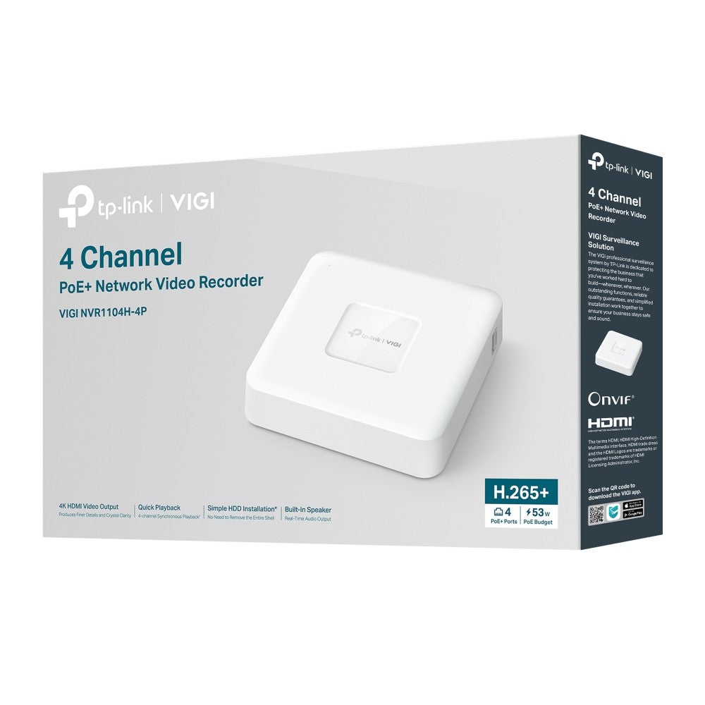 TP-LINK VIGI NVR1104H-4P POE+ 4 CHANEL NETWORK VIDEO RECORDER เครื่องบันทึกวิดิโอ