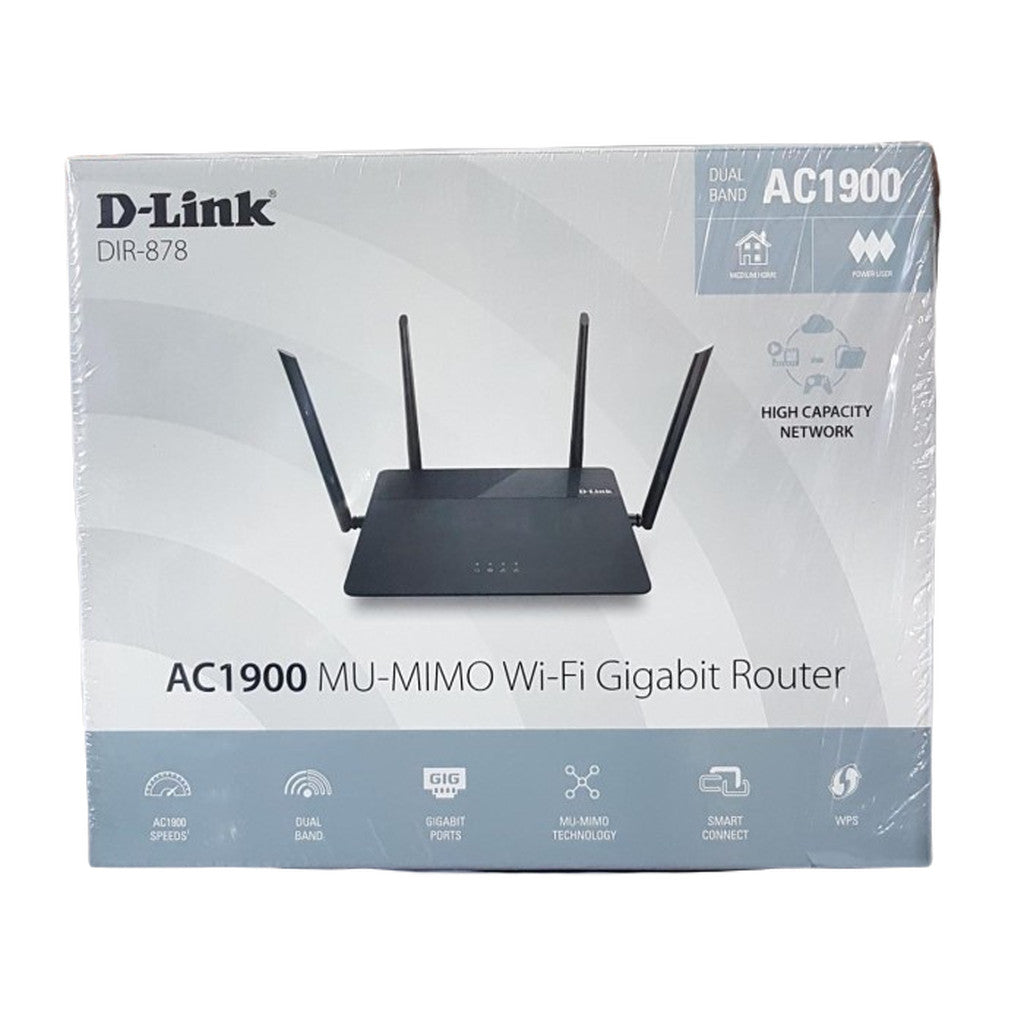 D-LINK DIR-878 WIRELESS ROUTER AC1900 MU-MIMO DUAL BAND เราเตอร์ไร้สาย ประกันตลอดอายุการใช้งาน