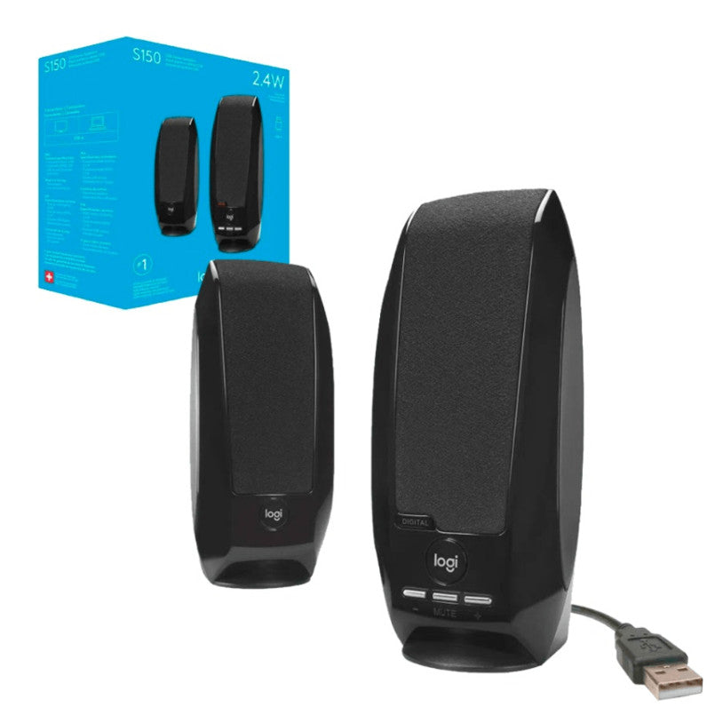 Logitech S150 USB Stereo Speakers ลำโพงสเตอริโอ ดีไซน์เล็กกะทัดรัดสำหรับเดสก์ท็อปหรือแล็ปท็อป