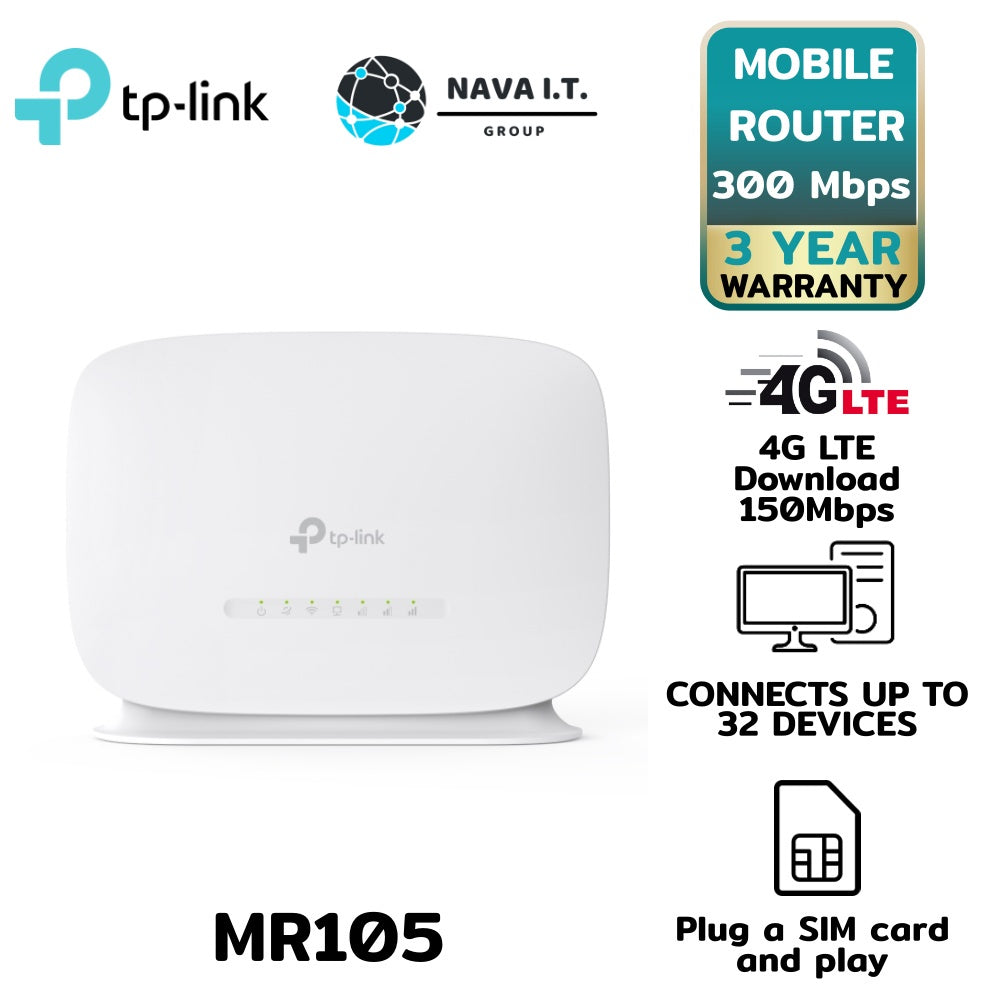 TP-LINK MR105 4G LTE ROUTER WIRELESS N300 เร้าเตอร์ใส่ซิมรองรับมากกว่า 100ประเทศ รับประกัน 3 ปี