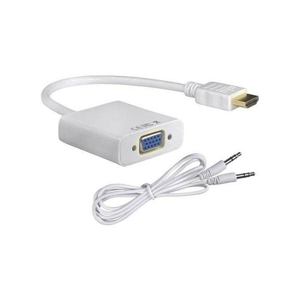 หัวแปลงพอร์ต HDMI TO VGA+AUX(สีขาว) แถมสายAUX Converter Adapter