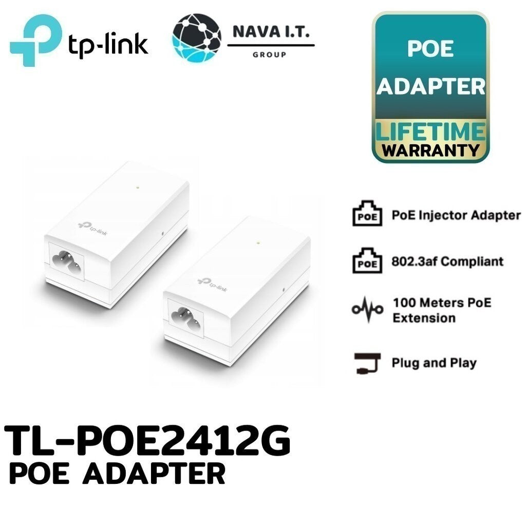 TP-LINK TL-POE2412G POE INJECTOR 24V 12W ADAPTER GIGABIT ETHERNET