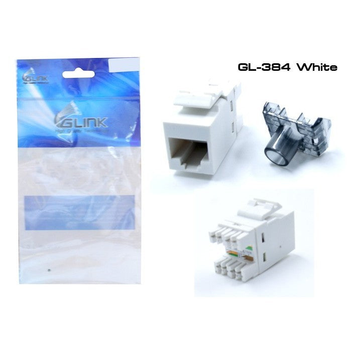 GLINK GL384 White เต้ารับหัว LAN RJ45 หัวแลนแบบตัวเมียสีขาว Female Jack แพ็ค 1 ชิ้น