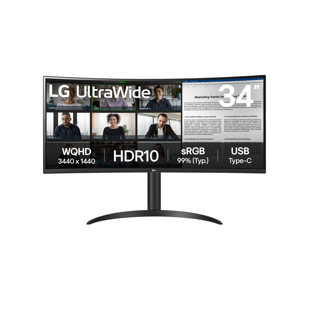 LG MONITOR (จอมอนิเตอร์) 34" CURVED ULTRAWIDE WQHD HDR 10 100Hz (34WR50QK-B)