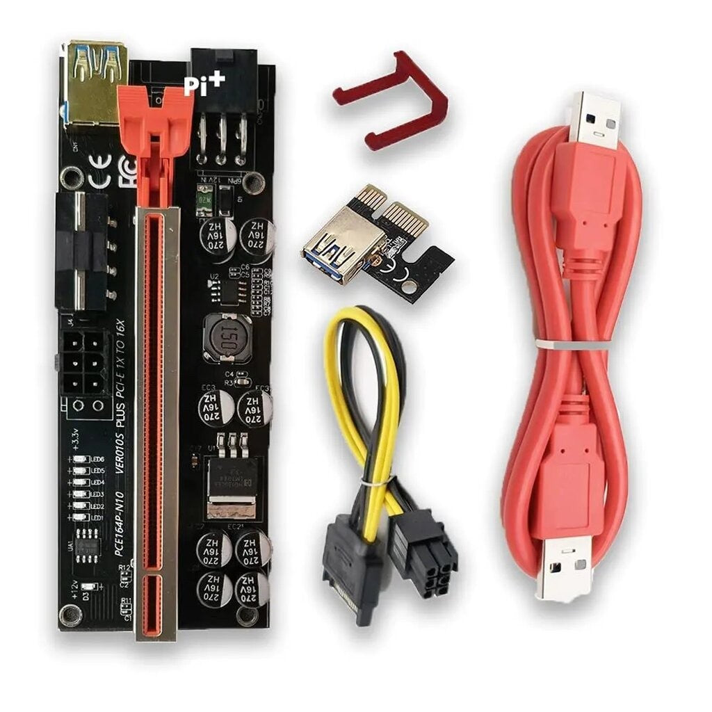 Riser Card 009S Plus สายไรเซอร์การ์ดจอ PCIE มีไฟ LED บอกสถานะ for Bitcoin