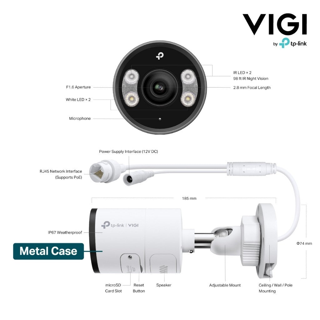 VIGI C345 (4mm) 4MP Metal Body IP67 Outdoor Bullet Network Camera