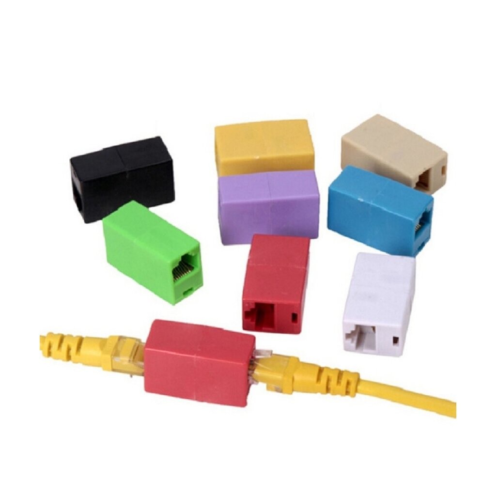 ขั้วต่อต่อสายเคเบิล RJ45(คละสี)Cat5 Cat6 Network Ethernet LAN Coupler