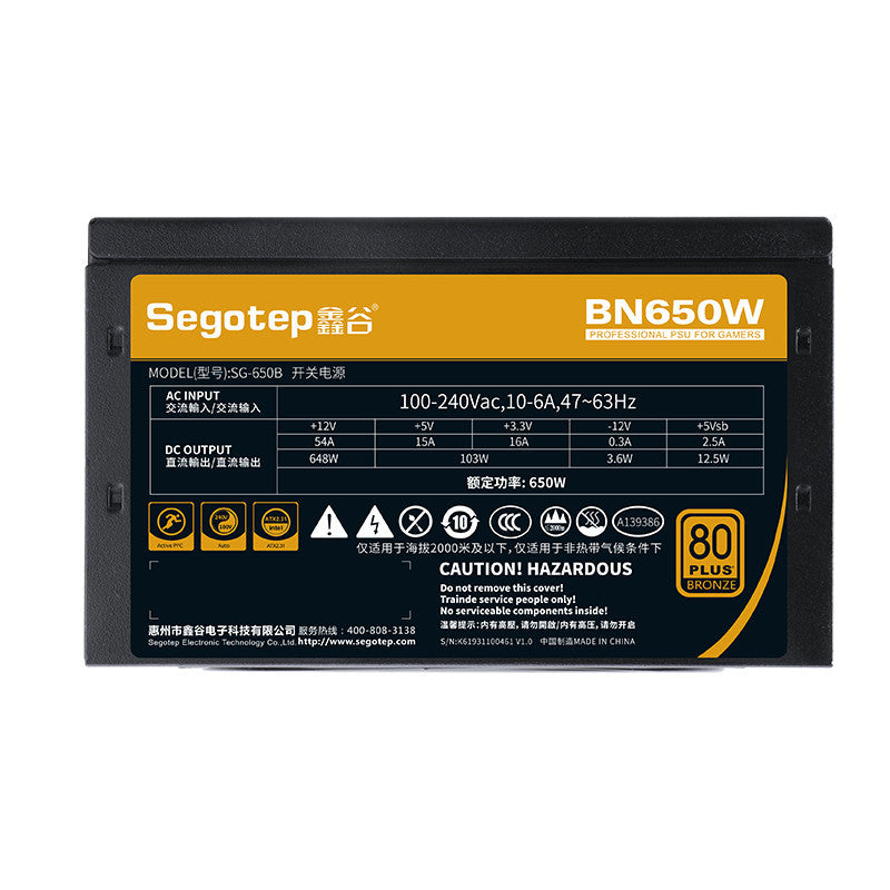 SEGOTEP PSU(อุปกรณ์จ่าย) BN650W 650W 80 PLUS BRONZE NON MODULAR (BLACK)