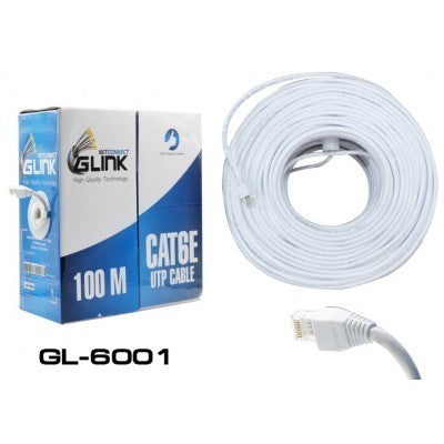 GLINK GL6001 สายแลนภายใน สีขาว INDOOR CAT6 UTP CABLE ความยาว 100 เมตร