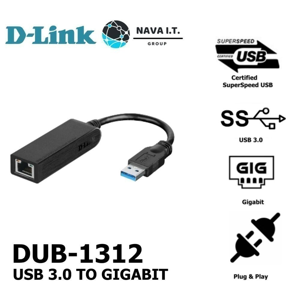 D-LINK DUB-1312 USB 3.0 TO GIGABIT ETHERNET ADAPTER (อุปกรณ์แปลงสัญญาณ) ประกัน 1ปี