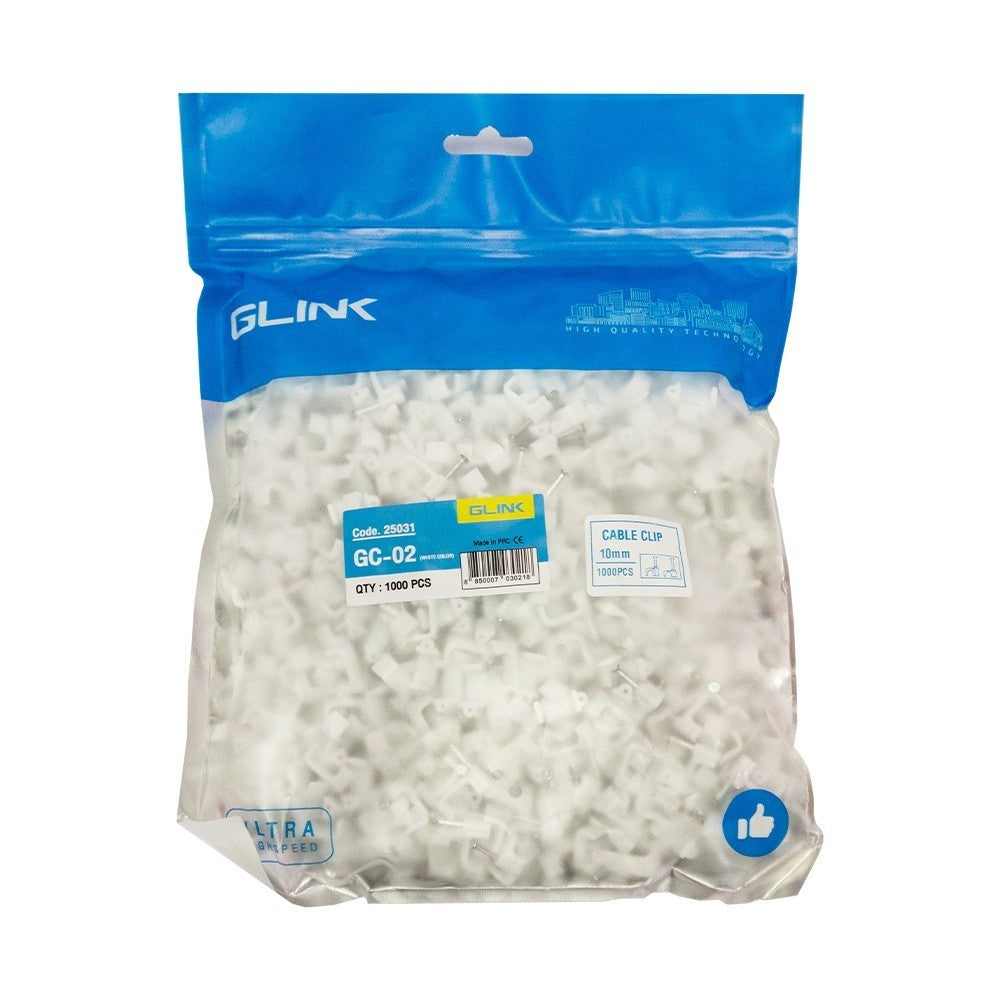 GLINK GC-02 WHITE กิ๊บตอกสาย  LANPower 10MM  แพ็ค 1000 สีขาว