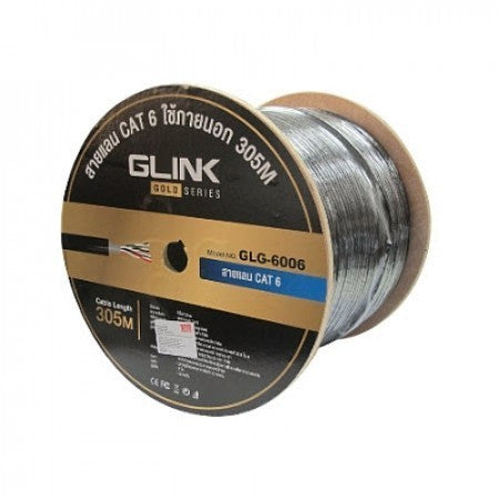 GLINK GLG6006 OUTDOOR CABLE สายแลน ภายนอก CAT6 GOLD SERIES ความยาว 305เมตร (ไม่เข้าหัวไปให้)